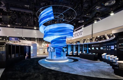 At the 2016 Kitchen and Bath Industry Show, GES designed a booth for client Toto USA to help launch its new water-saving technologies; the eye-catching visuals were inspired by whirlpools.
