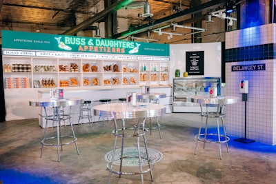 A recreation of New York’s iconic Lower East Side deli Russ & Daughters was also on-site. Guests could order class Jewish appetizers in front of a vintage backdrop that recreated the original outpost.