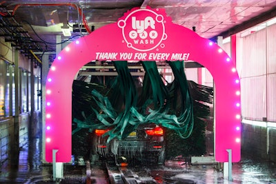 The Stoelt Productions team purposely selected a location with an automated tunnel, which created another area for custom branding and signage. See more: Why Lyft Painted This Car Wash Bright Pink