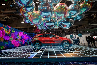 At the third edition of ComplexCon in November 2018, Cadillac launched its new XT4 vehicle during a collaboration with rapper Nas. The car was displayed in an eye-catching booth designed by Hfour that featured LED screens below and reflective, inflatable bubbles above. (The bubbles doubled as a fun selfie opportunity.) The music, art, and fashion-focused event, founded by Pharrell Williams and artist Takashi Murakami, takes place annually in Long Beach, Calif.