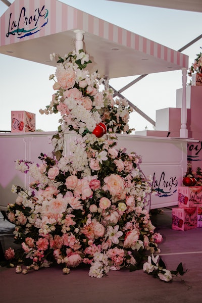 Also on the menu at the Aug. 5 event, LaCroix activated with a branded cart decked out in cascading florals.