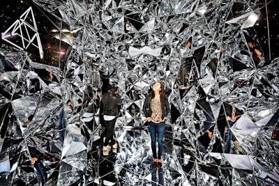 In May 2017 in New York, Sony Electronics partnered with Tokyo-based artist Kaz Shirane to celebrate the launch of the A1E Bravia OLED TV with a unique audiovisual art exhibit. The concept of the installation was to redefine the boundaries of light, sound and space, so Shirane designed a site-specific tunnel with reflective geometric panels that projected the spectrum of light. Sony provided Shirane with his six televisions, which broadcast original color-changing videos and images of the galaxy, contributing to a visually abstract experience.Read more: Sony launches new TV with interactive art installation