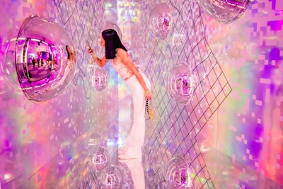 At the most recent edition of VidCon, which took place in Anaheim, Calif., in June, Meta’s Creator Lounge featured various immersive, 360-degree environments centered around content capture. Designed and produced by MKG, the space included an eye-catching entrance that promoted Reels video capture with changing lights, an LED screen backdrop, and a mirrored floor. See more: VidCon 2022: 35 Clever Ideas for Trade Show Booths and Brand Activations From the Convention's Big Return