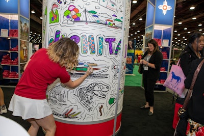 An out-of-the-box engagement idea we loved for a trade show booth was Visit Wichita's giant colorable column. Attendees could grab colorful pens and channel their inner creative as they learned about the city's history and must-see attractions.