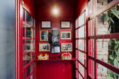 Also on-site? Various London-inspired photo moments, including a British phone booth decorated with stills from the show.