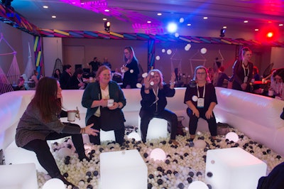 At the 2020 edition of GO WEST—a conference for event and meeting professionals produced by Timewise Event Management—five themed breakout rooms created an immersive learning environment for attendees. The colorful 'playground'-themed room offered seating inside a ball pit.