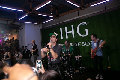 To level up the guest experience, Huber said BMF tapped New York Embroidery Studio to embroider guests’ initials on sweatbands throughout the night. And “making the night even more unforgettable, DJ Mia Moretti introduced a surprise performance by Joe Jonas and DNCE, all of which was livestreamed to the jumbotron in the adjacent courtyard,” Huber added.