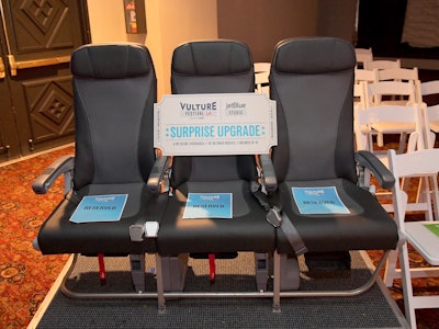 Special seating can also be a fun way to reward VIPs, like this space at the first west coast edition of New York magazine's popular Vulture Festival, held in Los Angeles in 2017. JetBlue hosted its own studio for panels, and surprised random fans with special front-row seating—in cushy airplane seats. See more: How the Inaugural Vulture Festival Los Angeles Made Everyone Feel Like Stars