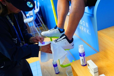 The 2022 iteration of the American Express Card Member Lounge stood out for the professional sneaker cleaning service in partnership with Jason Markk in attendance, as well as skincare products courtesy of La Roche-Posay available for attendees to take home and learn about alongside an on-site specialist. Other standouts? A nod to the official drink of the US Open with the “first-ever Honey Deuce popsicles,” Ulrey said, plus a “create-your-own merch shop” in partnership with Ralph Lauren complete with “10 designs for guests to select and have printed on their selected merchandise, including four designs sold exclusively to card members,” she explained.