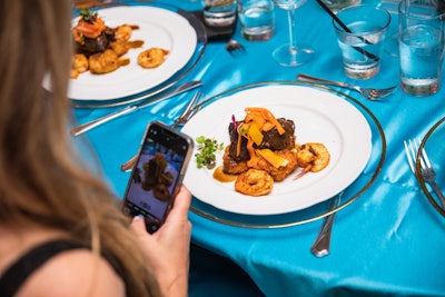 The photo-worthy surf-and-turf entrée was made of Blythe Family Farms short rib and tiger shrimp accompanied by truffled potato gratin and pickled carrots.