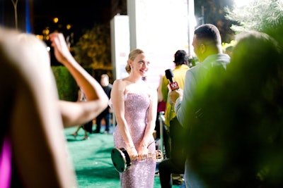 At the party, newly minted Emmy winner Amanda Seyfried—who won Outstanding Actress in a Miniseries or Movie Made for TV for her starring role in Hulu's original series The Dropout—stopped for a soundbite.