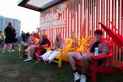 The activation included an outdoor seating area where attendees could sit and relax.