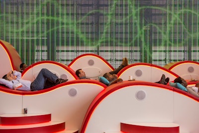 And at the 2013 edition of TED, the world-famous conference known for its 18-minute talks, Target hosted a social space called 'A Mind for Design,' which had seating inspired by brain waves. The reactive space changed colors as guests interacted with it, and it had a live Twitter stream that showcased real-time Tweets from conference attendees.