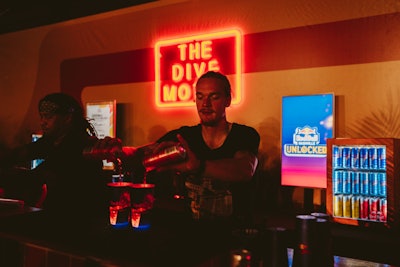 Bartenders poured custom Red Bull-infused cocktails.