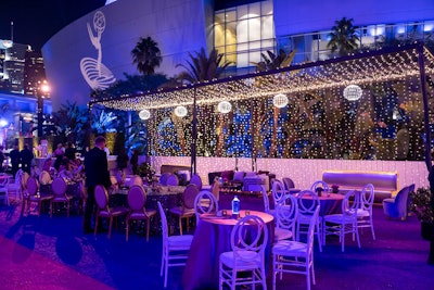 Guest areas were framed by open-air light canopies, but the entire event resembled 'one big cohesive space where everyone felt like, 'I'm at a gala—my gown makes sense,'' Cecchetto said. 'We're outside, it's beautiful, [the space] has incredible functionality, and we're celebrating the television industry.'