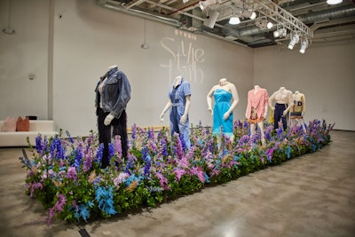 On Sept. 16, Byrdie hosted an invitation-only cocktail party—called the Style Lab—for editors, influencers, and VIPs. One highlight? A 30-foot floral runway, which used a vibrant floral design that carried into both days of the event. For the runway, 'we needed to choose tall, robust, and visually delicate flowers,' explained producer Matt Stoelt. He added, “With this being a fall event, we knew we wanted to do something unique, exciting, and aligned with the event's creative, leaning into a somewhat ombre palette with deeply saturated colors and a mix of bright pops of color. This approach allowed us to use not only the florals across both events, but also throughout the activations as well.'