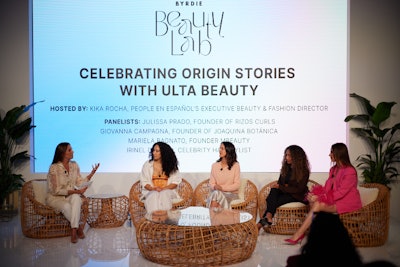 Instead of a typical activation, Ulta Beauty opted to host a female-led panel honoring Latina voices across the beauty and fashion industry. Other sessions included skincare secrets from Renée Rouleau and sessions with Star Donaldson and Jaleesa Jaikaran. 'Long before the pandemic, we’ve always encouraged our clients to offer not only a livestream option but also rich and robust content capture,” Stoelt continued. “As the industry continues to emerge from virtual to IRL, brands are conscious about offering a virtual option. The Byrdie team always does an incredible job of putting together exciting and insightful panels, and I think that, without question, it’s a miss not to offer a virtual option.”