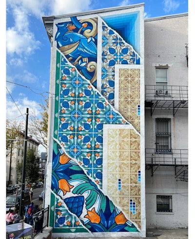 Portuguese visual artist and illustrator Add Fuel’s mural was inspired by Cincinnati-based Rookwood Pottery & Tile, which has served the city for more than 140 years.