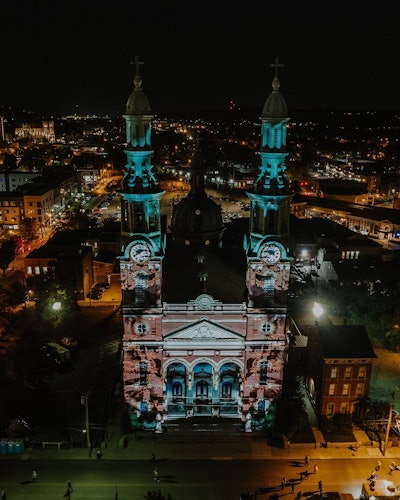 In the Middle by Antaless Visual Design was projected on the Mother of God church in Covington, Ky.