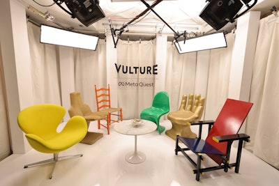 At the festival, talent could stop by the Vulture Spot, a traveling photo and video studio that pops up at the media brand's key cultural events. This year's video studio was editorially curated and designed and presented by Meta Quest. Festival talent was interviewed by a comedian for short, punchy video content for the Vulture site and social channels.