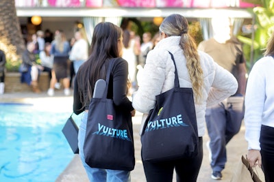 Branded totes were also on offer at the pool party.
