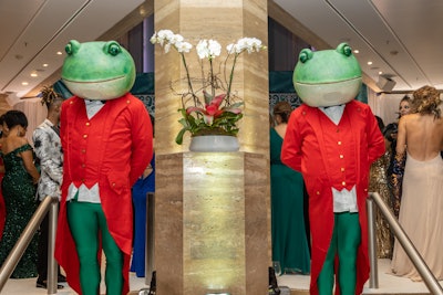 A pair of frog guards were stationed by the hotel lobby entrance, a first look at the Supernature theme’s characters in action.