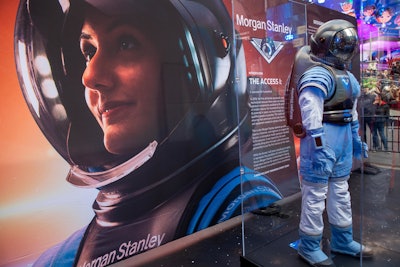 The new Morgan Stanley Access I spacesuit was on display; it was conceptualized with a team of space experts, historians, and engineers.