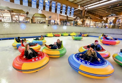 Interactive Entertainment Group's Bumper Cars on Ice offers a wintertime twist on the classic carnival ride but on a synthetic ice surface.