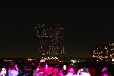 The popular mobile game lit up the New York City skyline with 500 synchronized, pre-programmed drones that recreated iconic Candy Crush symbols.