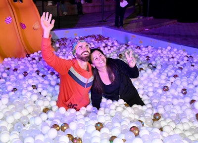 A giant ball pit featured slides and Candy Crush-inspired, colorful bomb balls.