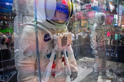 The immersive activation, called “Creating Space,” allowed visitors to explore the history of spacesuit design with displays showcasing historic replica suits.