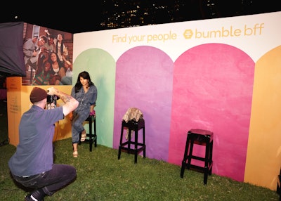 An on-site photo booth was called “Find Your People” in collaboration with Bumble, and allowed guests to take portraits that could then be used to update their BumbleBFF profiles.