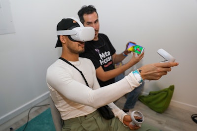 Meta flexed their metaverse muscle through interactive AR murals and structures by mixed-reality artists COVL, Morel, and Nina Chanel and held VR-building workshops led by YONK.
