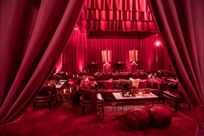 For Netflix's Golden Globes party in January 2018, Swisher Productions produced an elegant bash with a rich purplish red color scheme.