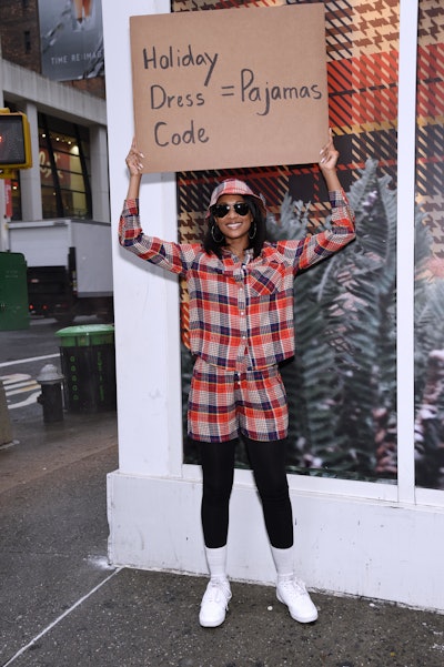 One fun touch? Popular Instagrammer “Dudette With a Sign” was on-site to help celebrate the brand's holiday PJs.