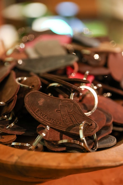 Branded keychains featured the outline of Birkenstock's popular Boston clog.