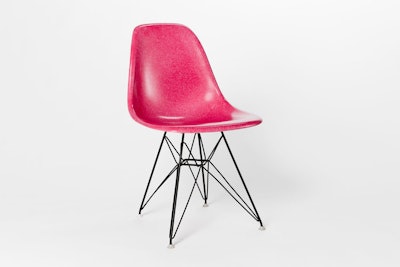 The Eames Eiffel chair from Yeah! Rentals ($38.50 each per day) serves up the classic shape in a bright magenta shade, offering a fresh twist on the iconic design.
