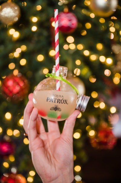 The pop-up features a seasonal, themed cocktail menu made from PATRÓN Tequila, with some drinks served in unique vessels—like branded ornaments.