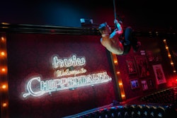 Chippendales is a touring dance troupe best known for its male striptease performances and its iconic costumes that include simply a bow tie, collar, and shirt cuffs.