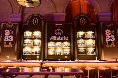 “Allstate has been with us as a sponsor of this event for all nine years, since it was created in 2014,” explained Lauren Barsamian, the director of sports brand solutions at Disney and ESPN. “Their official sponsorship of the College Football Playoff also began from the inception of the CFP, and simply put, the brand is synonymous with the sport.” Nods to the insurance company were “represented through key activation elements,” Barsamian said, including “the blue carpet for arrivals, the Allstate Lounge in the center of the event space, and the natural blue lighting throughout the venue.”