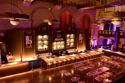 The night was inspired by the Regency Hollywood era, which cued up a retro take on football-centered decor—like “rich, black-and-white football imagery”—that “leaned into the glamorous nature of the time period,” Waldman said.