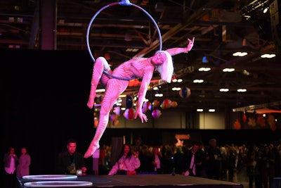 Aerial performers were also on hand at the opening night party.