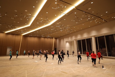 Wellness and fitness were part of the programming as well this year. Convening Leaders held a yoga workshop and a HIIT class (pictured). A 5K run also led participants along the Scioto Mile, where they could take in the views of the Scioto River on one side and the downtown skyline on the other.