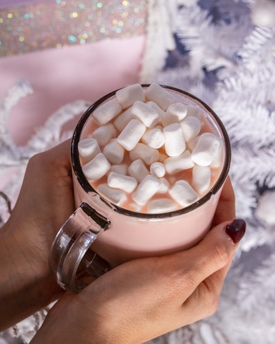 Pink Hot Chocolate at Moxy Times Square's The Pink Winter Lodge