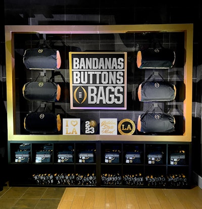 At the Bandanas, Buttons & Bags area, guests could pick out fully printed duffel bags with a set of buttons to decorate them, plus custom-printed bandanas.