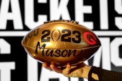 The limited-edition footballs have become collectibles and a go-to grab at the CFP VIP gifting suite. This year's football, in a nod to Hollywood glam, shone in gold. Lettering artist Lauren Nisenson customized all the footballs.