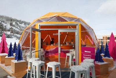 As part of the Audible Listening Lodge, visitors could enjoy hot beverages, empanadas, s’mores, and more.
