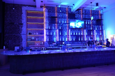 Guests could sip custom cocktails in a futuristic, neon-lined environment with blue lighting that evoked the Grey Goose branding.
