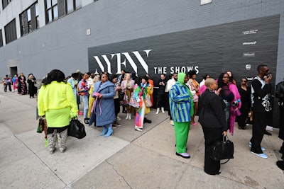 Guests lined up during NYFW: The Shows outside Spring Studios.
