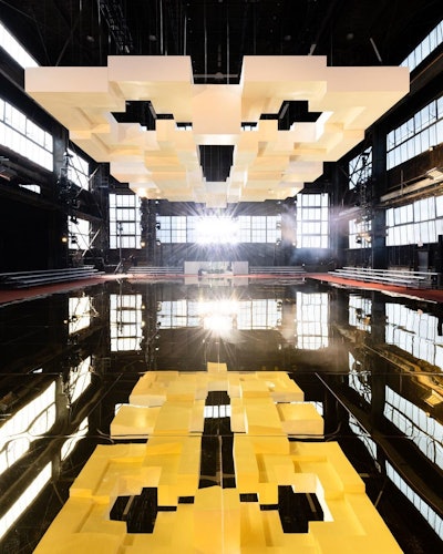 The centerpiece of the Gabriela Hearst show, which was produced by Bureau Betak, was the installation, “La Ciudad en el Espacio,” by architecture, planning, and interior design studio Ricardo Bofill Taller de Arquitectura. Renegade Design handled the lighting.